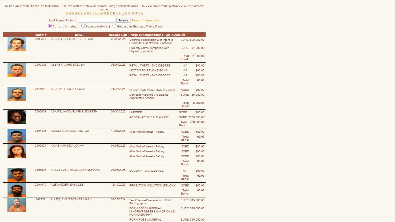 Shelby County Sheriff's Office - Inmate Listing